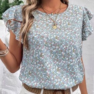 Floral Print Butterfly Sleeve Blouse